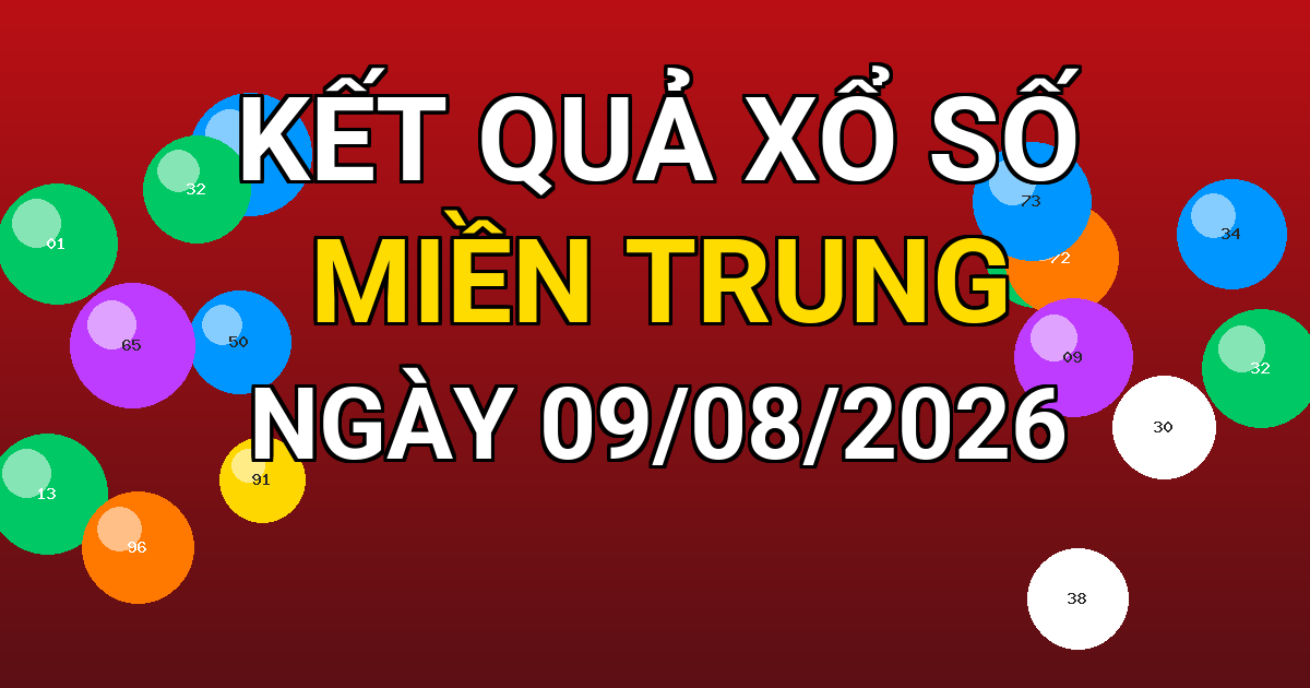 Kết quả xổ số Miền Trung ngày 09/08/2026
