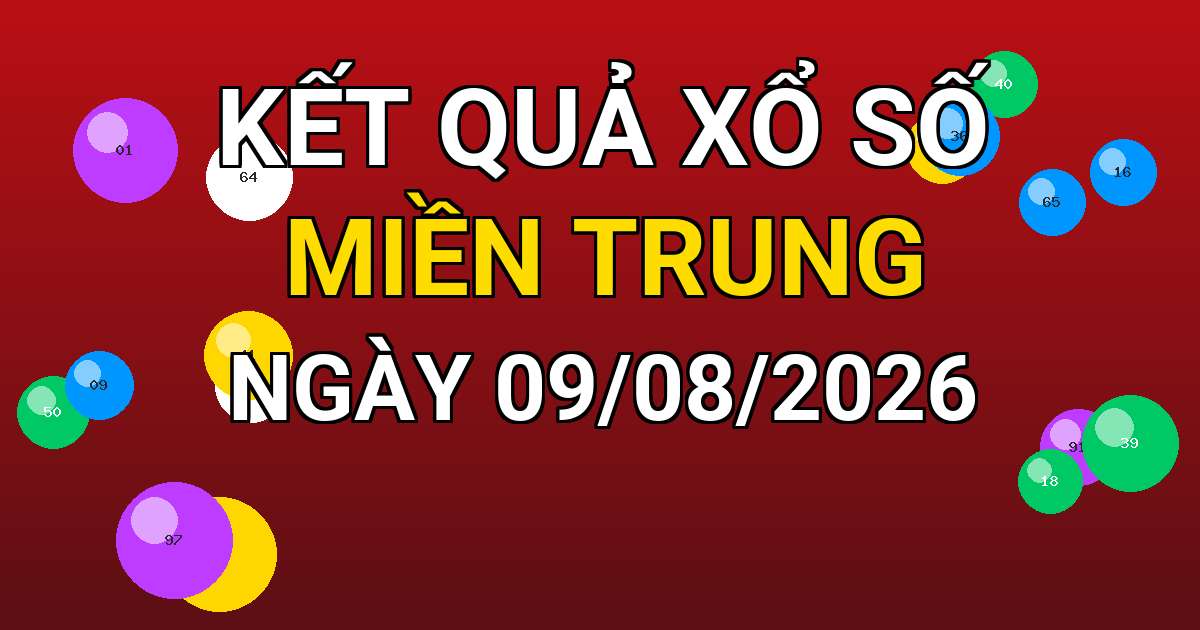 Kết quả xổ số Miền Trung ngày 09/08/2026