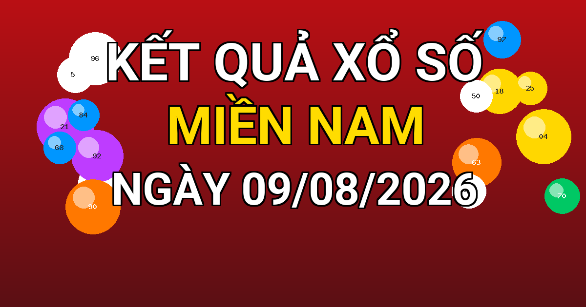 Kết quả xổ số Miền Nam ngày 09/08/2026