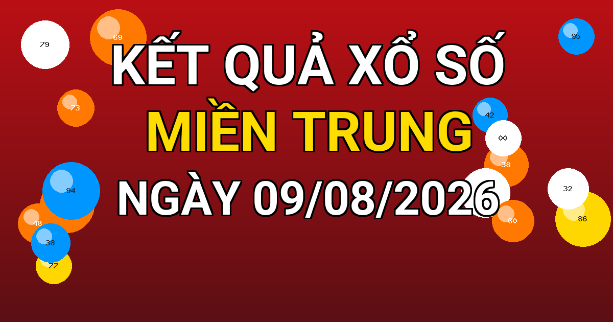 Kết quả xổ số Miền Trung ngày 09/08/2026