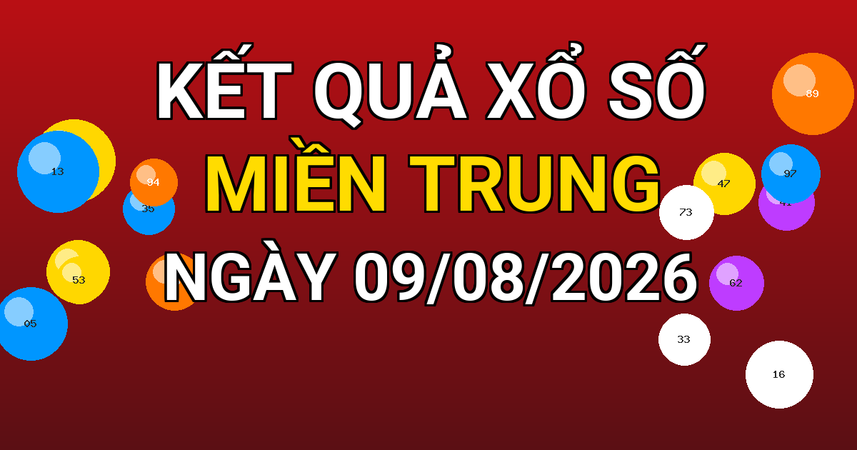 Kết quả xổ số Miền Trung ngày 09/08/2026