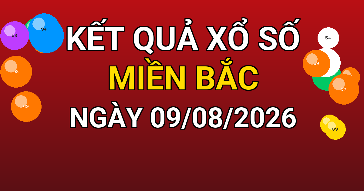 Kết quả xổ số Miền Bắc ngày 09/08/2026