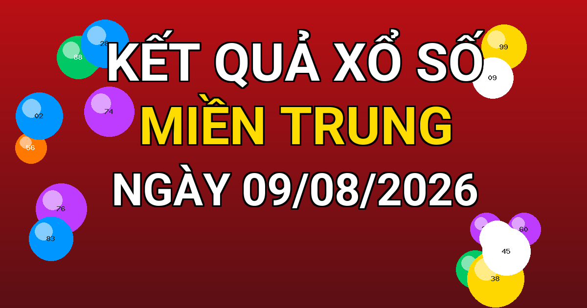 Kết quả xổ số Miền Trung ngày 09/08/2026