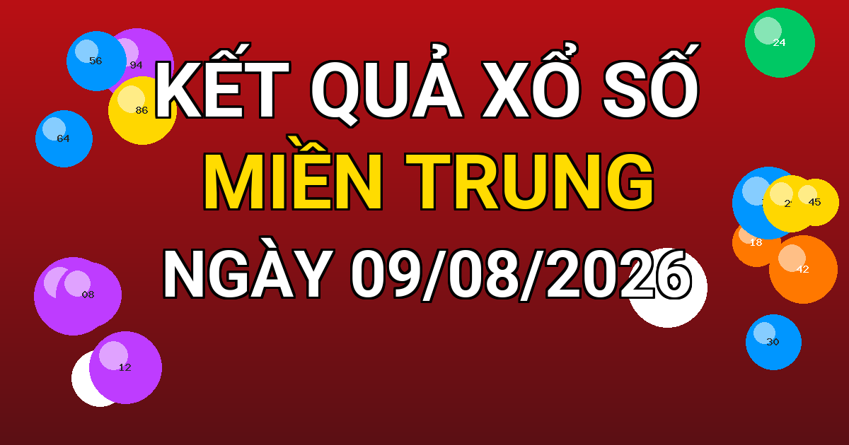 Kết quả xổ số Miền Trung ngày 09/08/2026