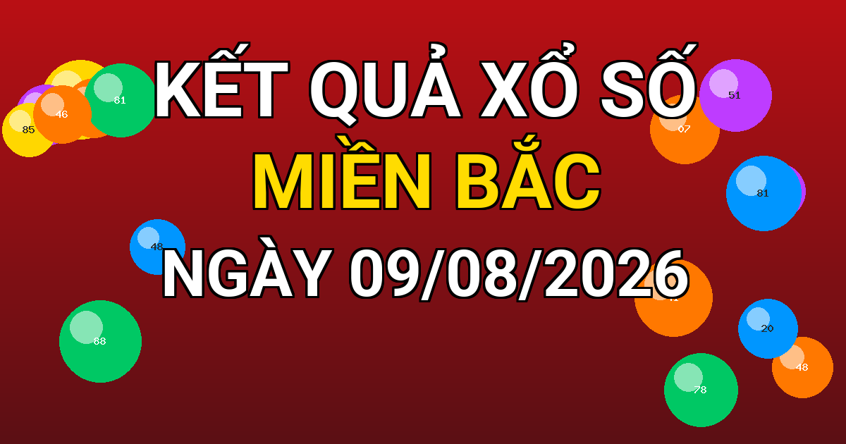 Kết quả xổ số Miền Bắc ngày 09/08/2026