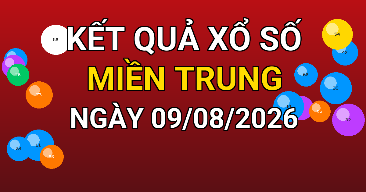 Kết quả xổ số Miền Trung ngày 09/08/2026