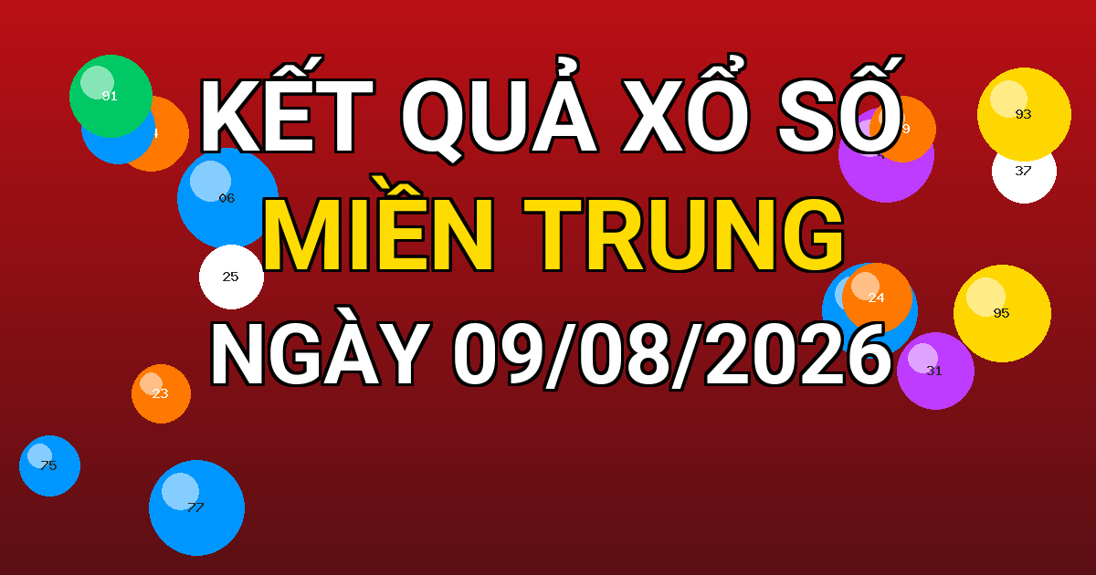 Kết quả xổ số Miền Trung ngày 09/08/2026