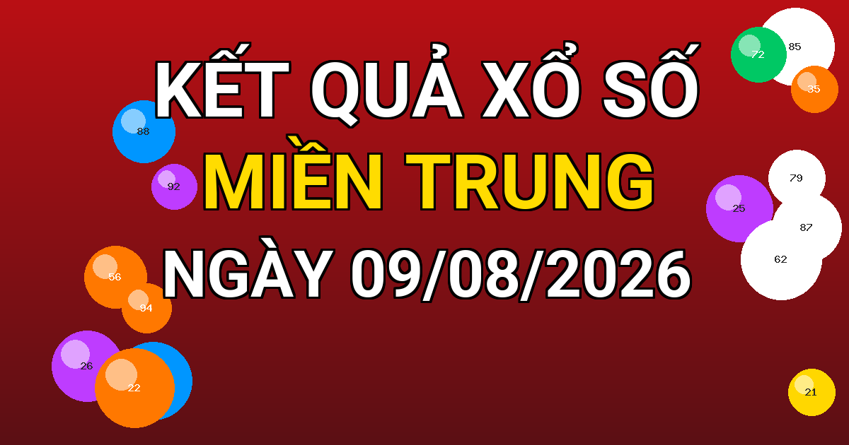 Kết quả xổ số Miền Trung ngày 09/08/2026