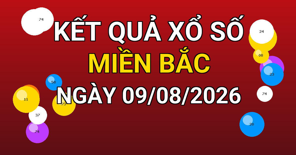 Kết quả xổ số Miền Bắc ngày 09/08/2026