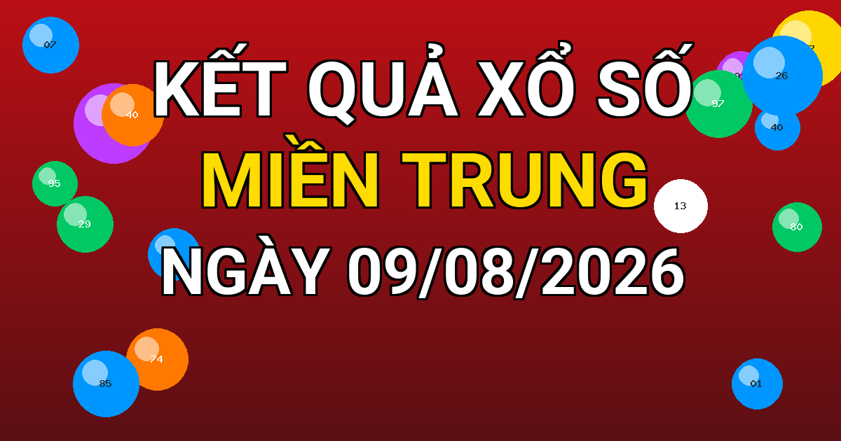 Kết quả xổ số Miền Trung ngày 09/08/2026