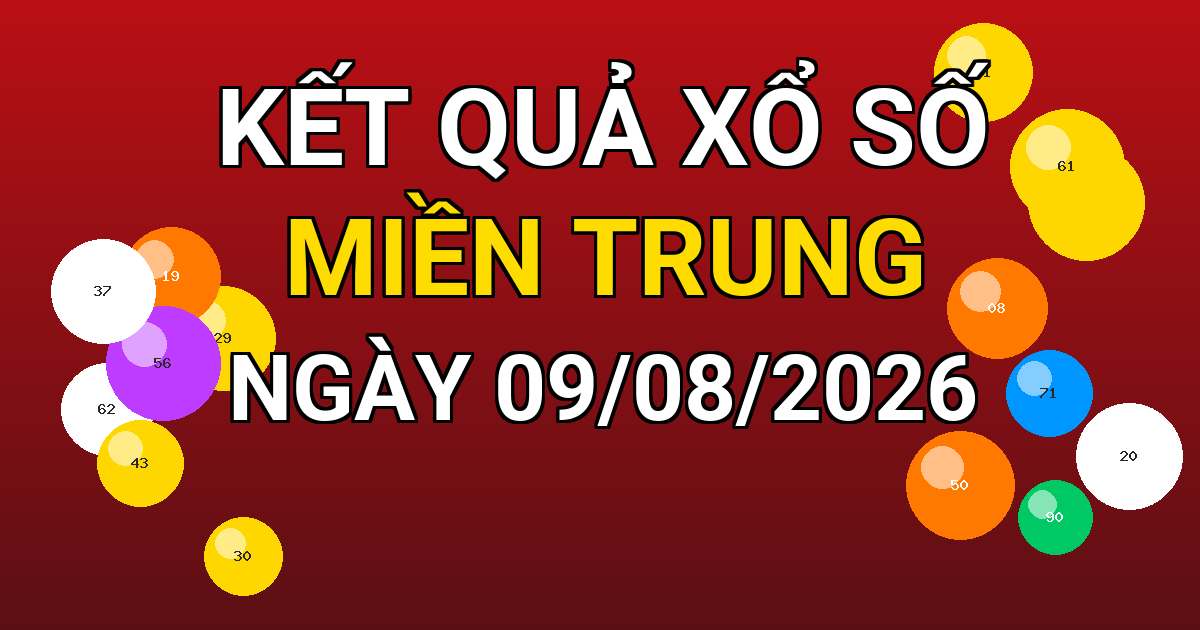 Kết quả xổ số Miền Trung ngày 09/08/2026