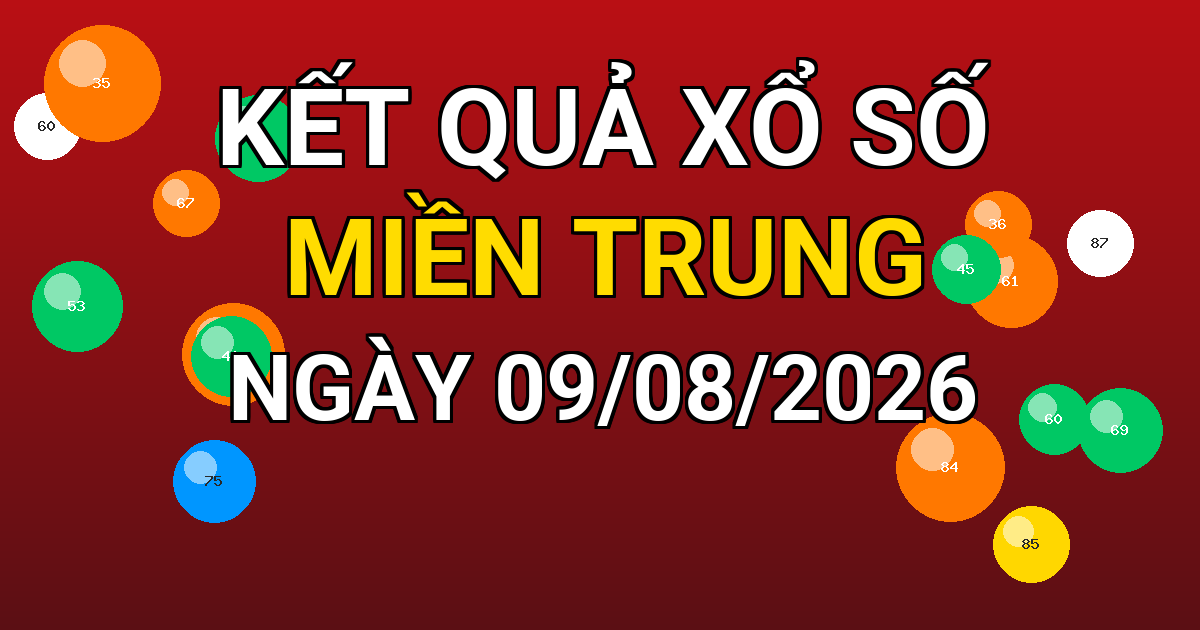 Kết quả xổ số Miền Trung ngày 09/08/2026