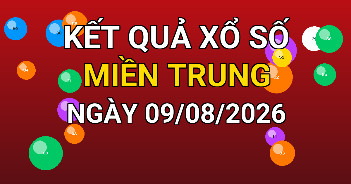 Kết quả xổ số Miền Trung ngày 09/08/2026