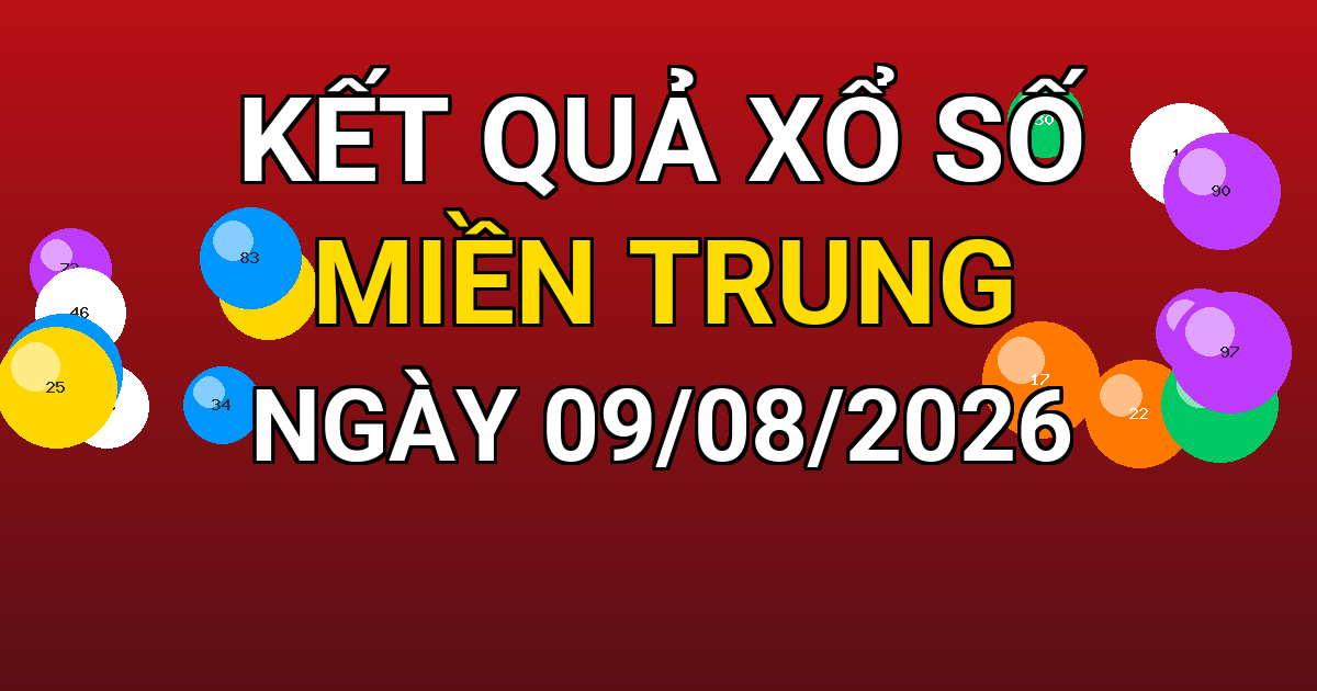 Kết quả xổ số Miền Trung ngày 09/08/2026