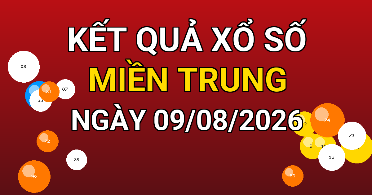 Kết quả xổ số Miền Trung ngày 09/08/2026