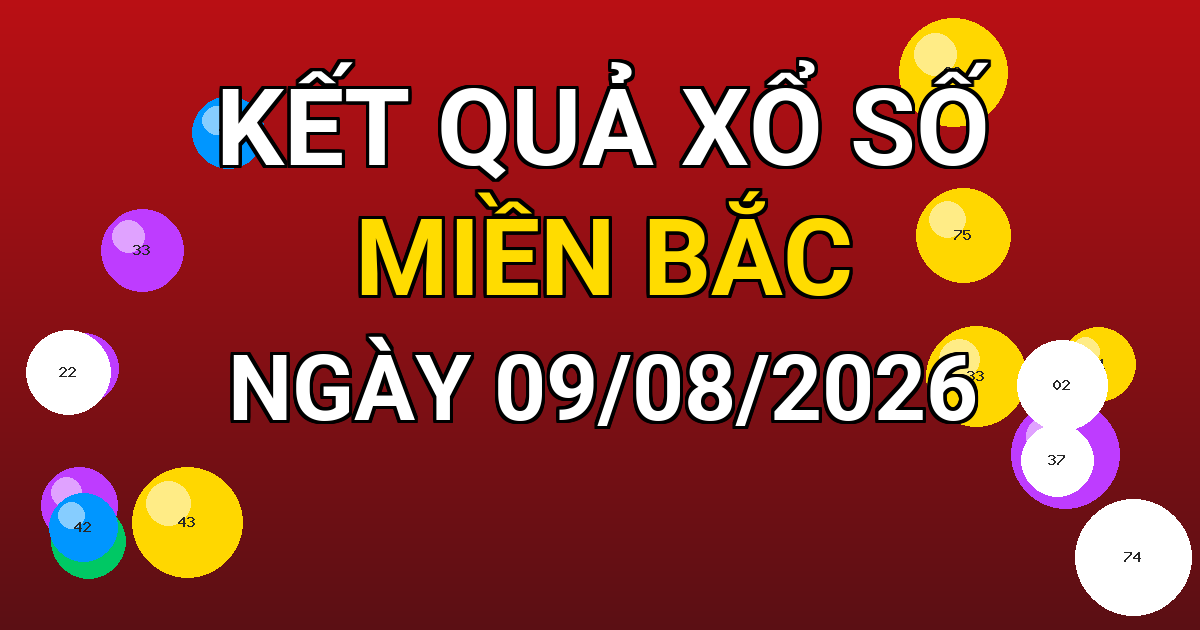 Kết quả xổ số Miền Bắc ngày 09/08/2026