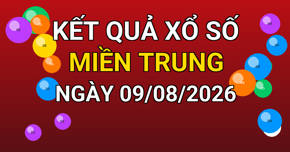 Kết quả xổ số Miền Trung ngày 09/08/2026
