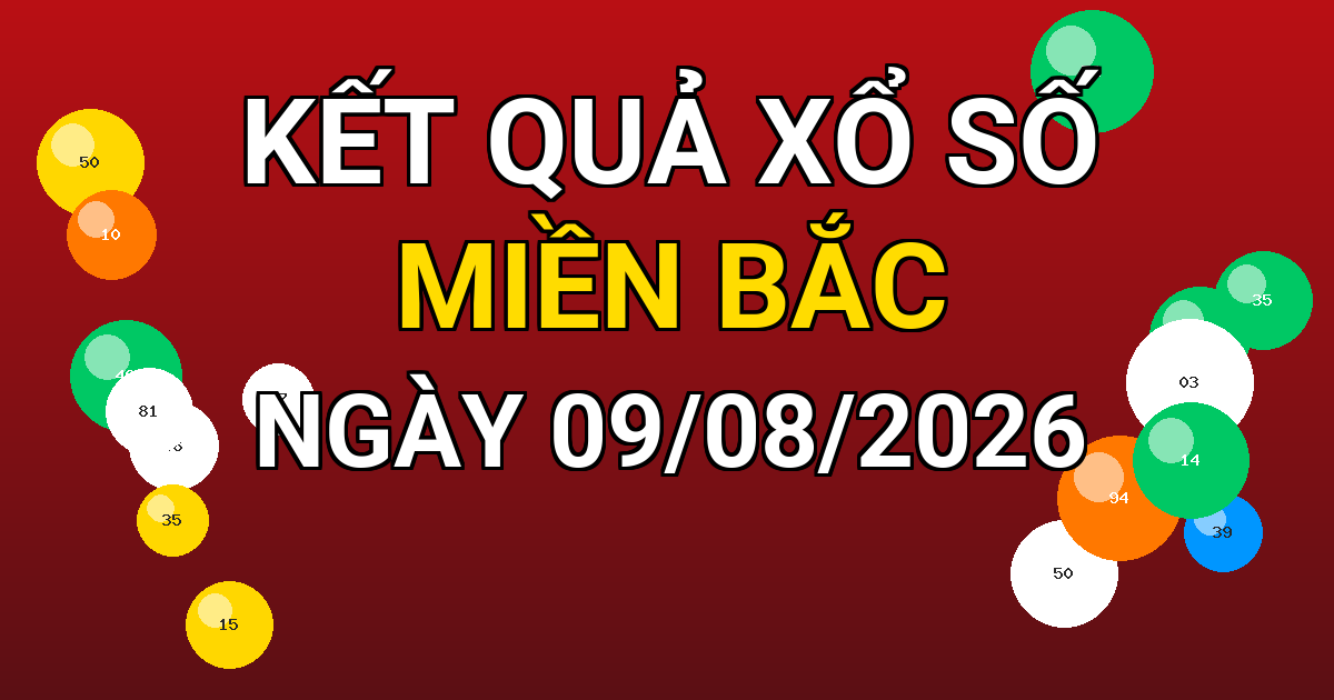 Kết quả xổ số Miền Bắc ngày 09/08/2026