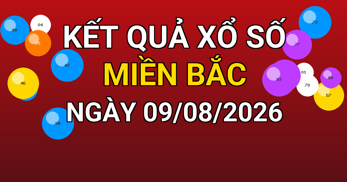 Kết quả xổ số Miền Bắc ngày 09/08/2026