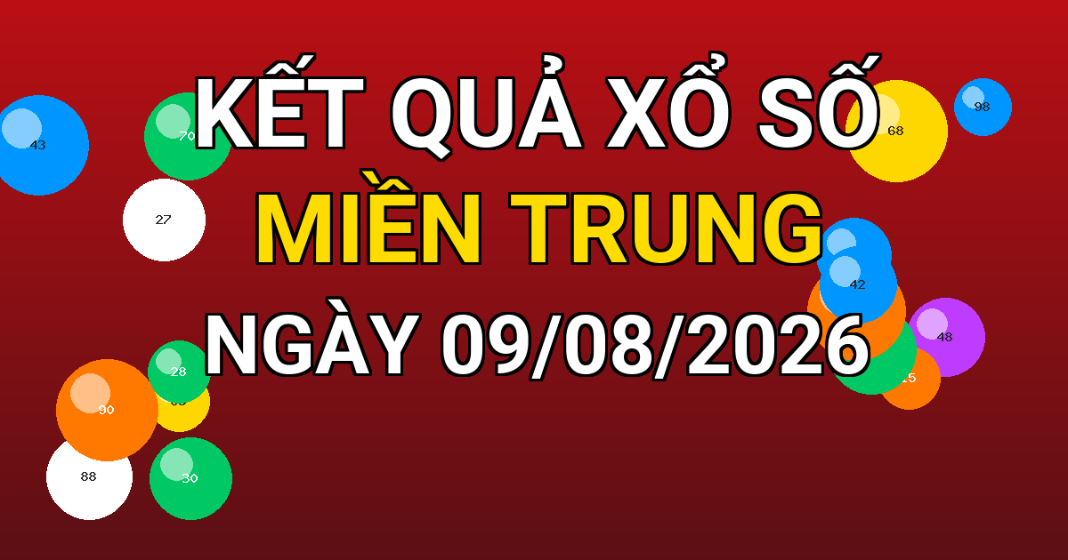 Kết quả xổ số Miền Trung ngày 09/08/2026