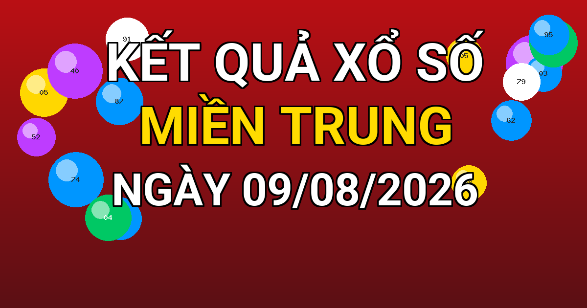 Kết quả xổ số Miền Trung ngày 09/08/2026