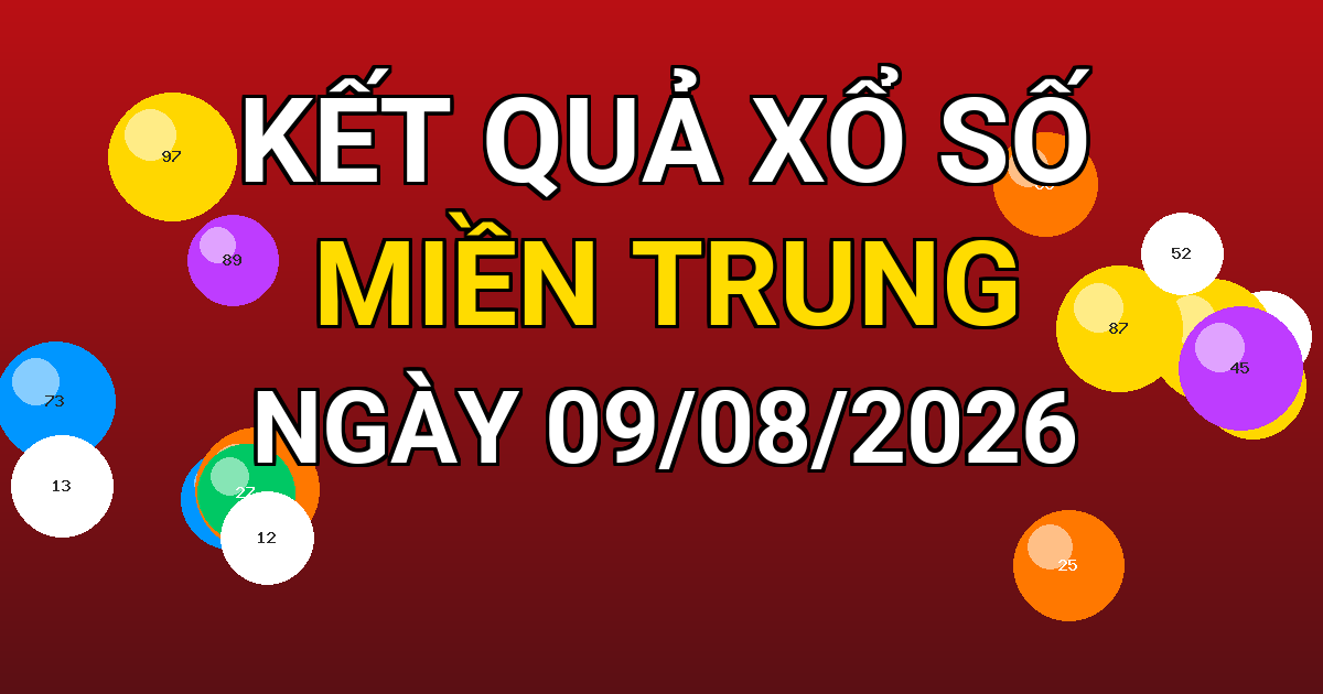Kết quả xổ số Miền Trung ngày 09/08/2026