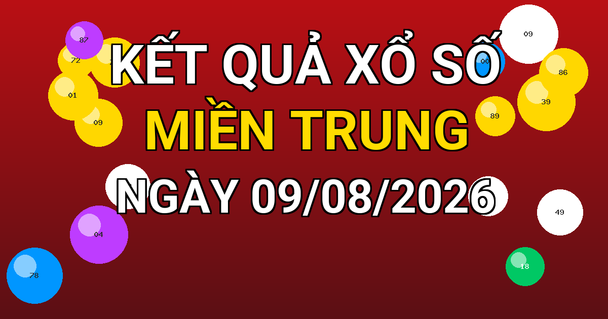 Kết quả xổ số Miền Trung ngày 09/08/2026