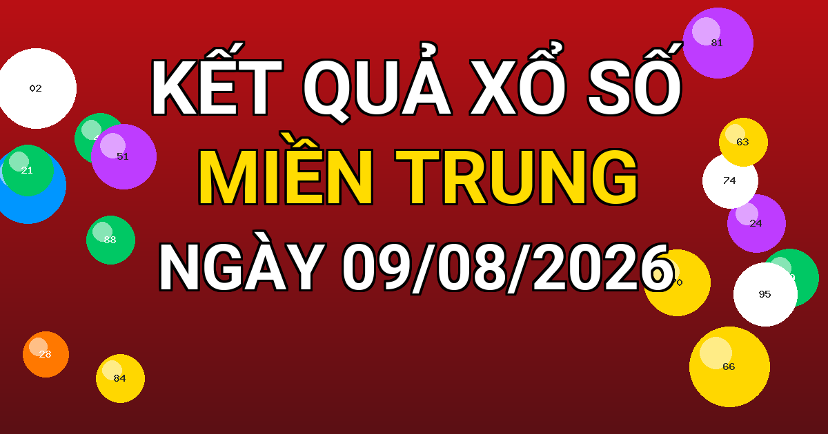 Kết quả xổ số Miền Trung ngày 09/08/2026