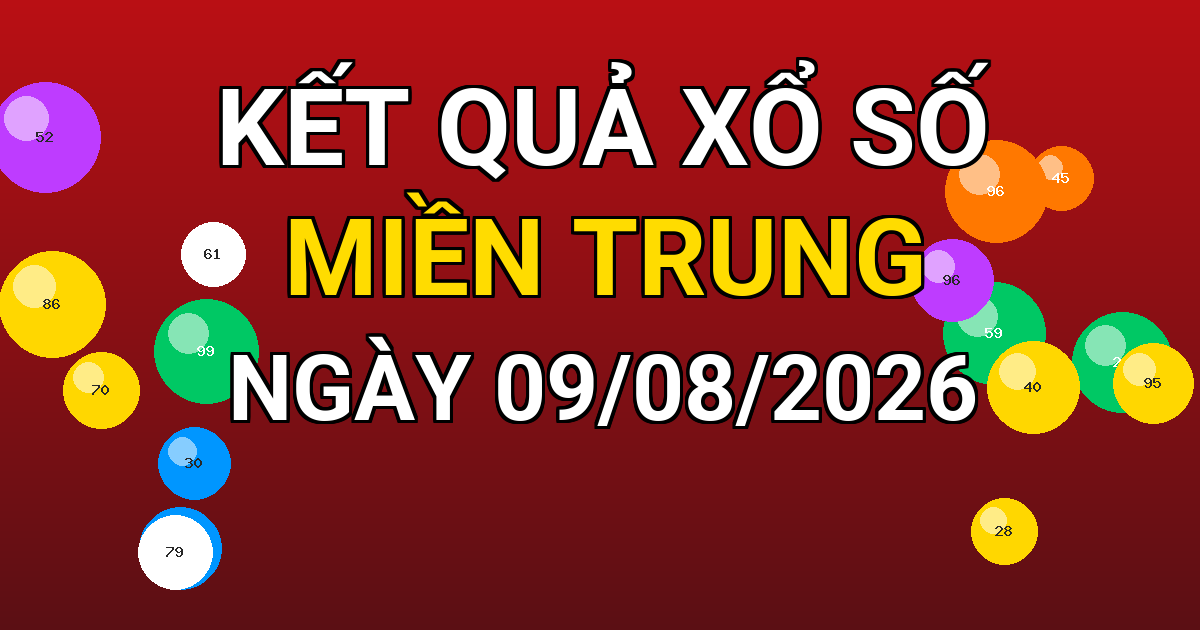 Kết quả xổ số Miền Trung ngày 09/08/2026