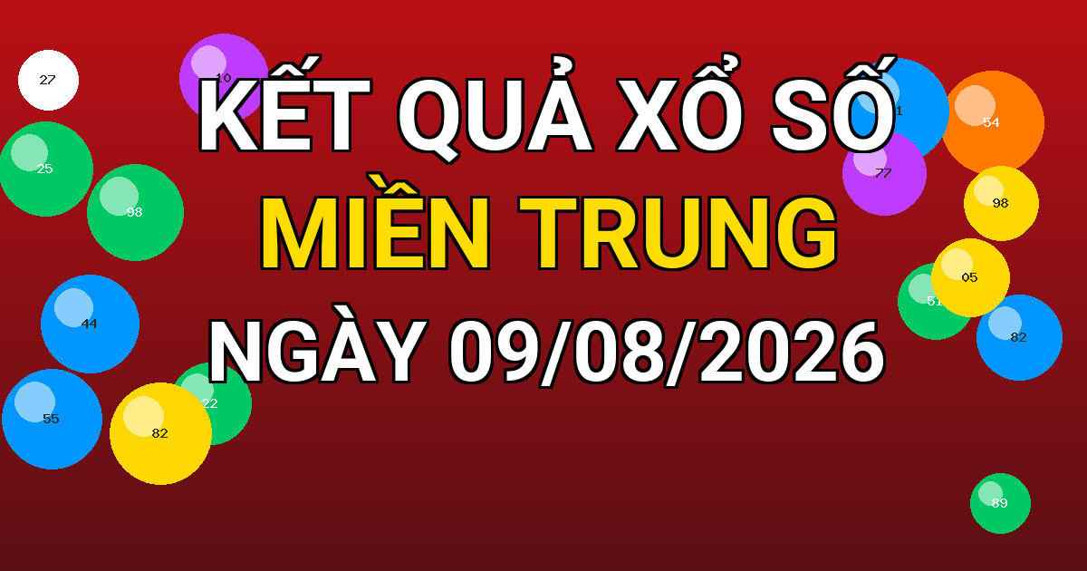 Kết quả xổ số Miền Trung ngày 09/08/2026