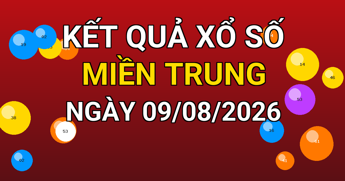 Kết quả xổ số Miền Trung ngày 09/08/2026