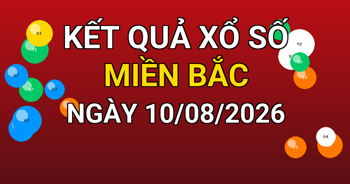Kết quả xổ số Miền Bắc ngày 10/08/2026