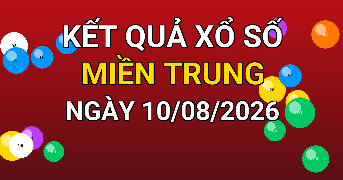 Kết quả xổ số Miền Trung ngày 10/08/2026