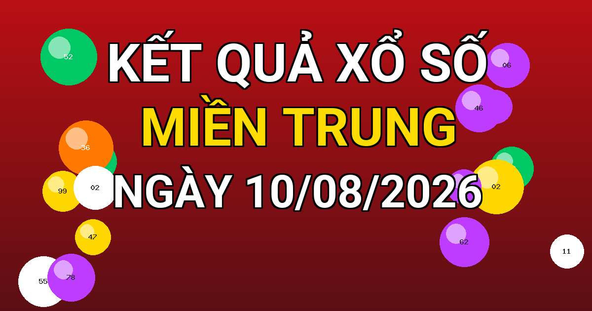 Kết quả xổ số Miền Trung ngày 10/08/2026