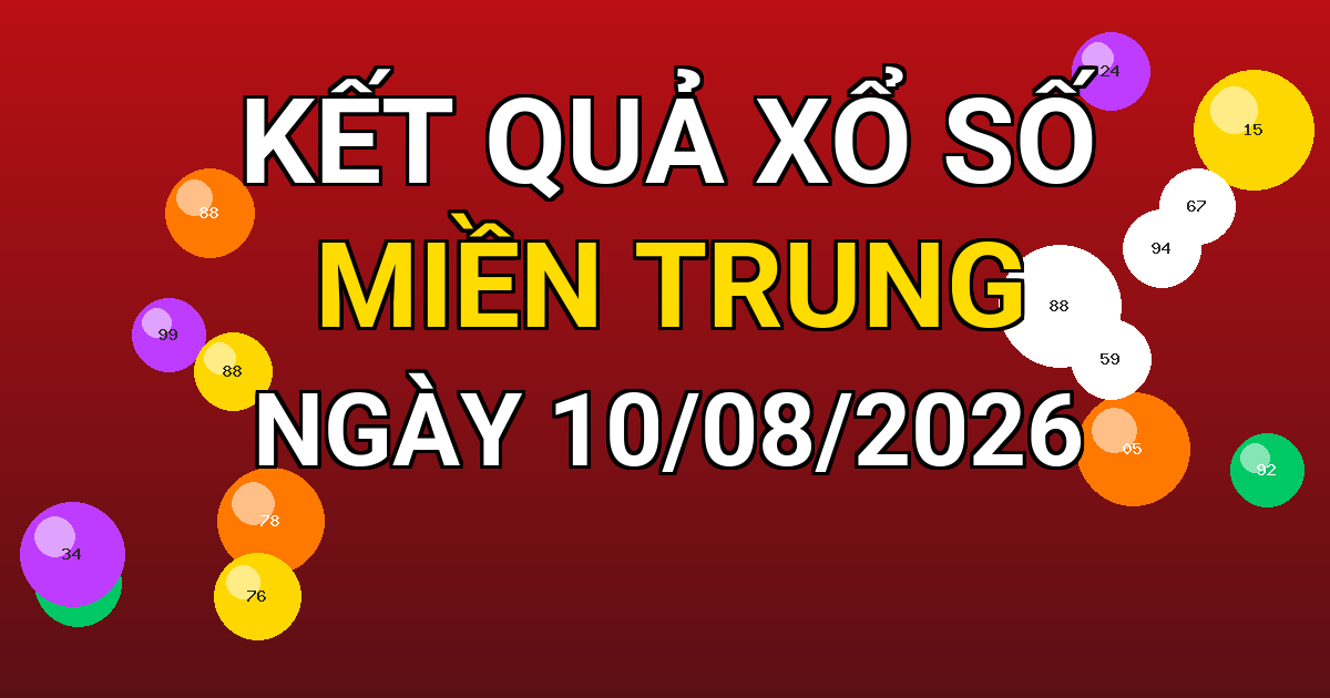 Kết quả xổ số Miền Trung ngày 10/08/2026