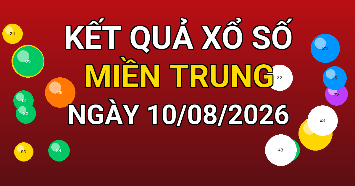 Kết quả xổ số Miền Trung ngày 10/08/2026