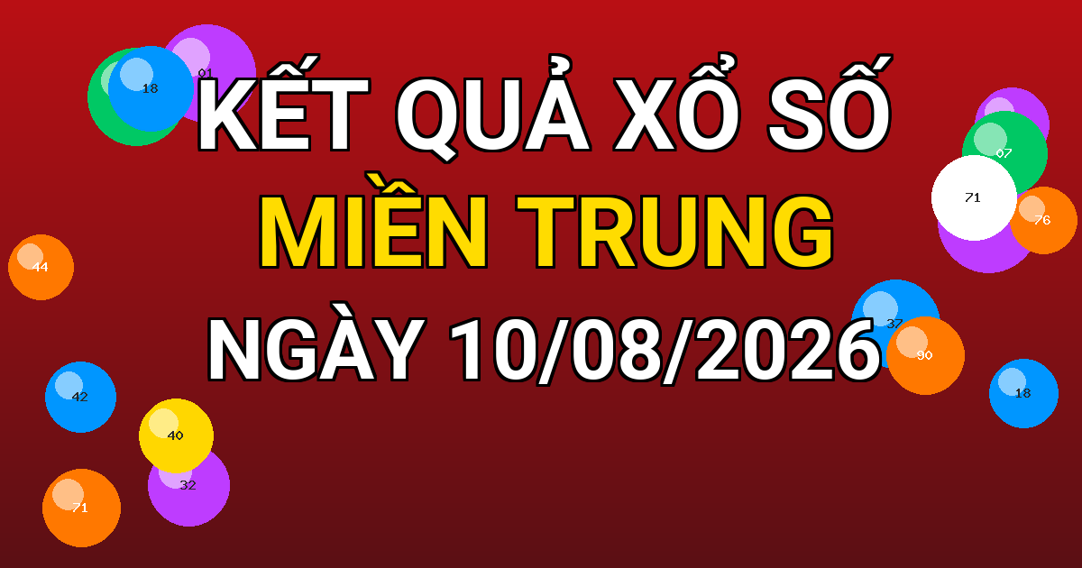 Kết quả xổ số Miền Trung ngày 10/08/2026