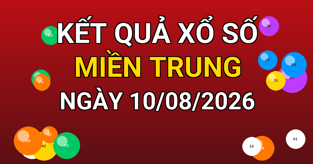 Kết quả xổ số Miền Trung ngày 10/08/2026