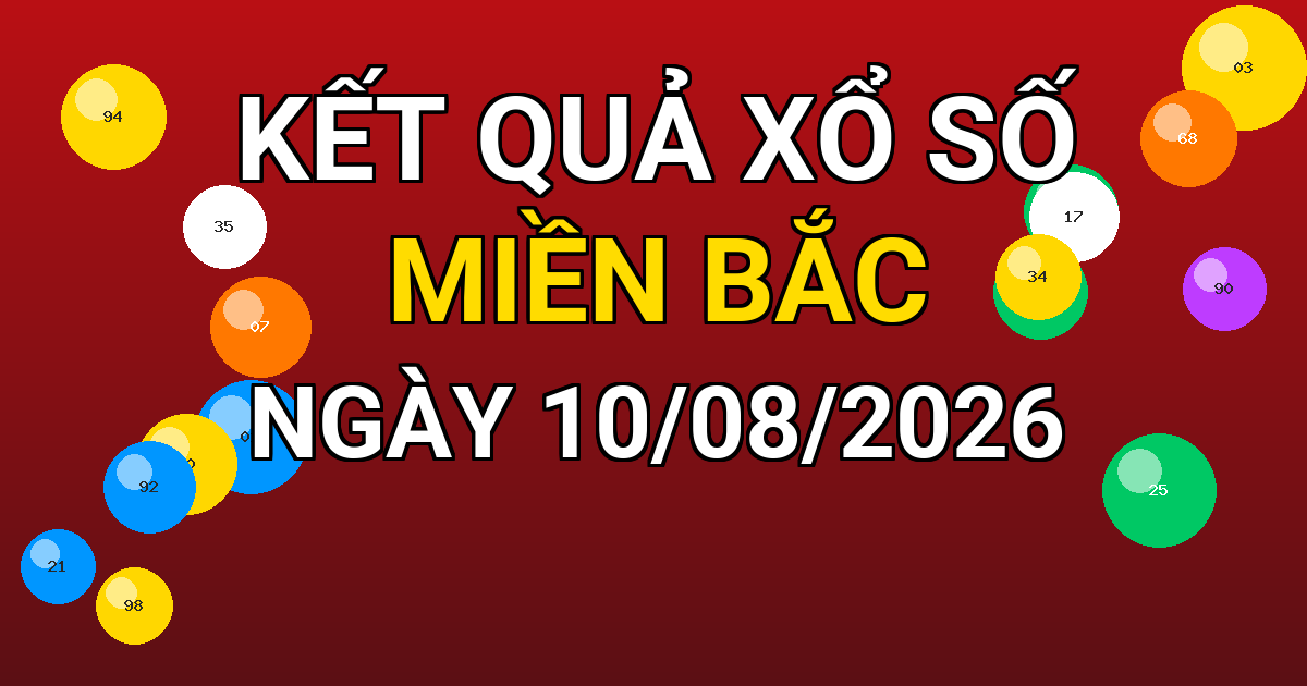 Kết quả xổ số Miền Bắc ngày 10/08/2026