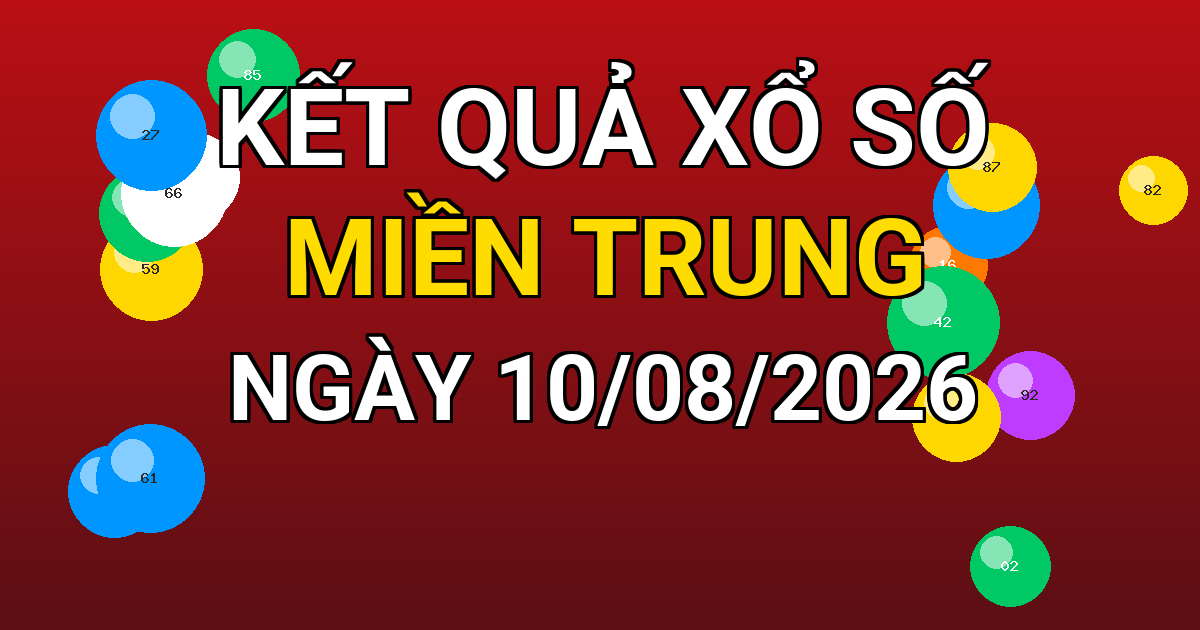 Kết quả xổ số Miền Trung ngày 10/08/2026