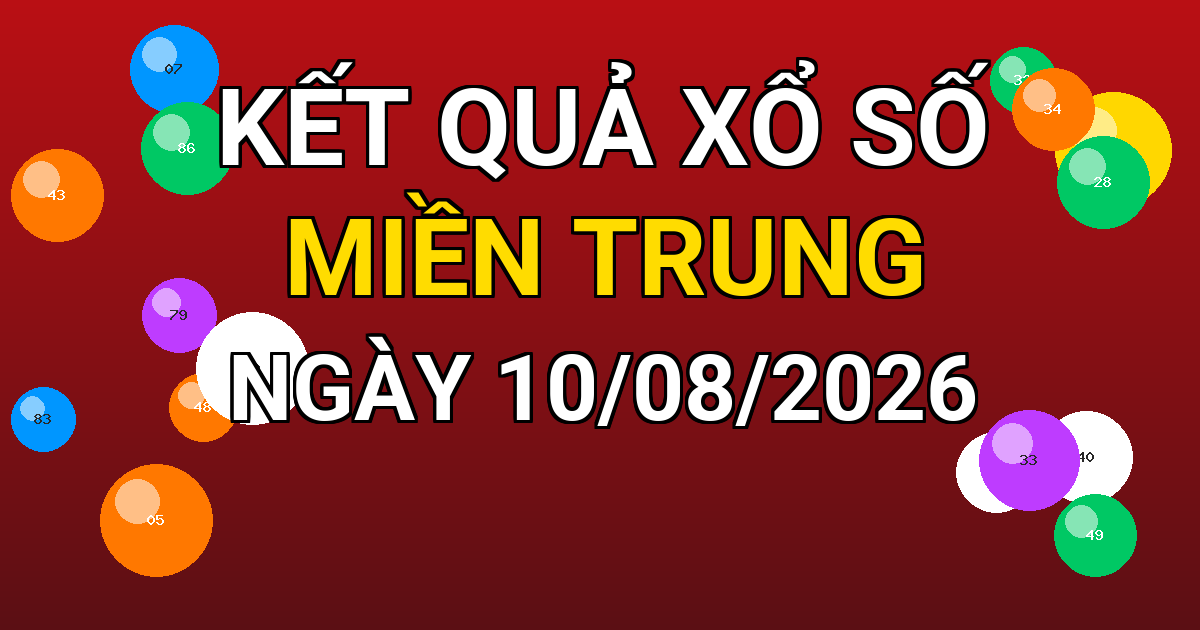 Kết quả xổ số Miền Trung ngày 10/08/2026