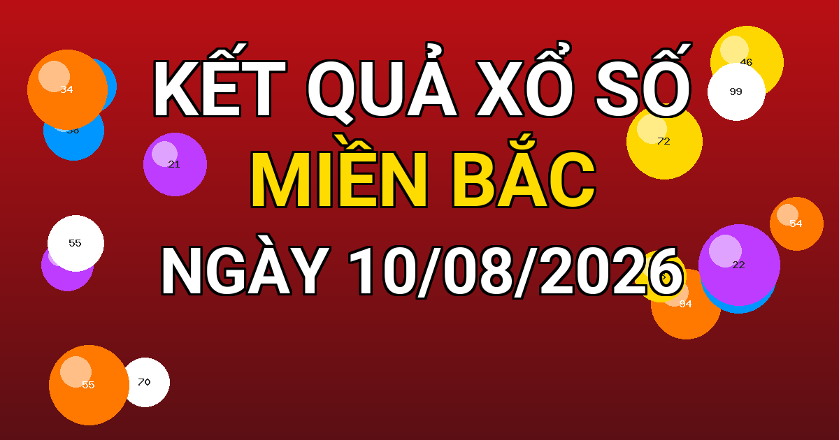 Kết quả xổ số Miền Bắc ngày 10/08/2026