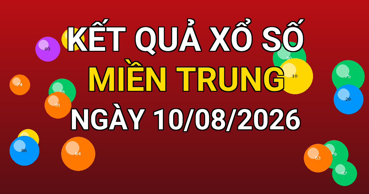Kết quả xổ số Miền Trung ngày 10/08/2026