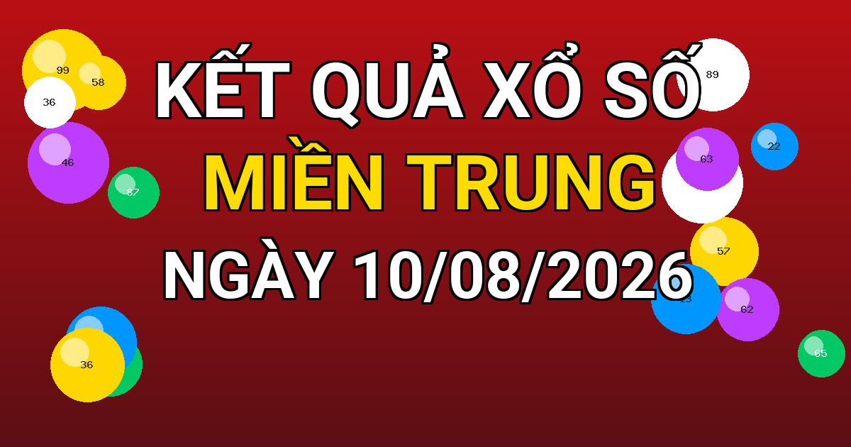 Kết quả xổ số Miền Trung ngày 10/08/2026