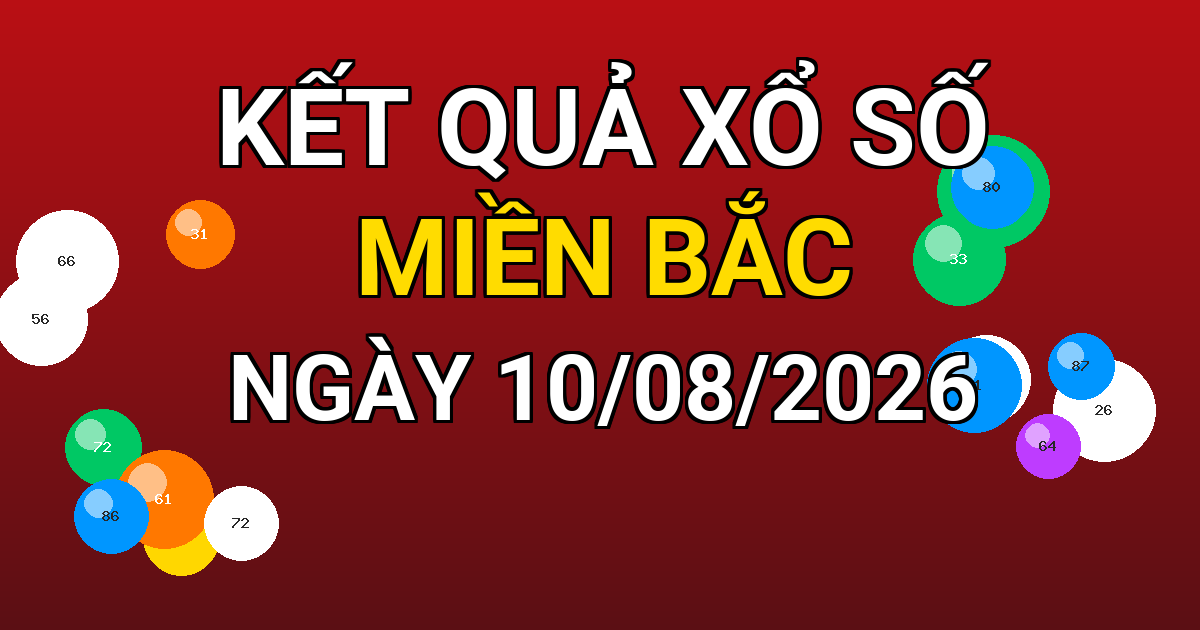 Kết quả xổ số Miền Bắc ngày 10/08/2026