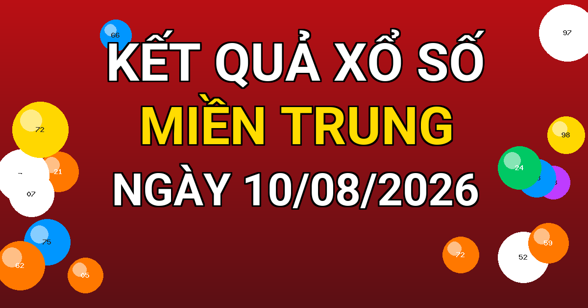 Kết quả xổ số Miền Trung ngày 10/08/2026