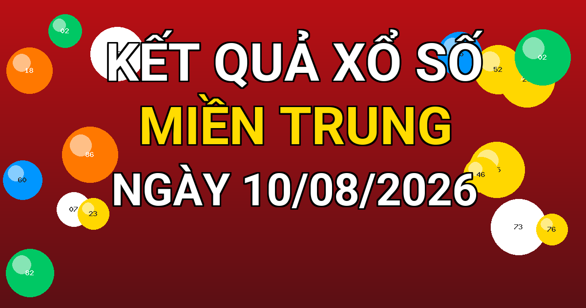 Kết quả xổ số Miền Trung ngày 10/08/2026