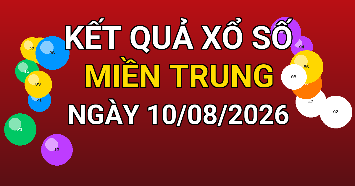 Kết quả xổ số Miền Trung ngày 10/08/2026