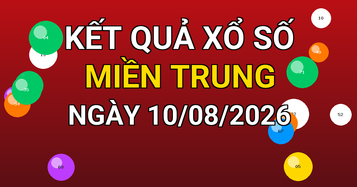 Kết quả xổ số Miền Trung ngày 10/08/2026