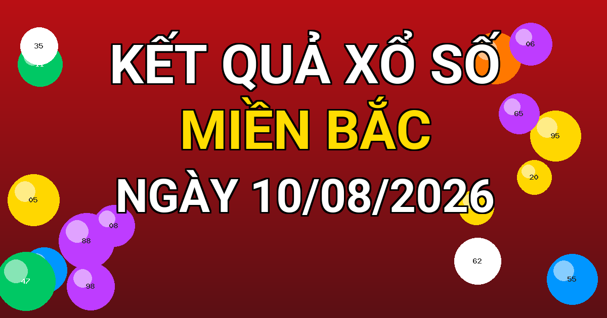 Kết quả xổ số Miền Bắc ngày 10/08/2026